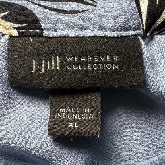 J Jill Wearever Shift Dress Women Size XL Blue Floral Ruffle Cottagecore Boho - Picture 9 of 12